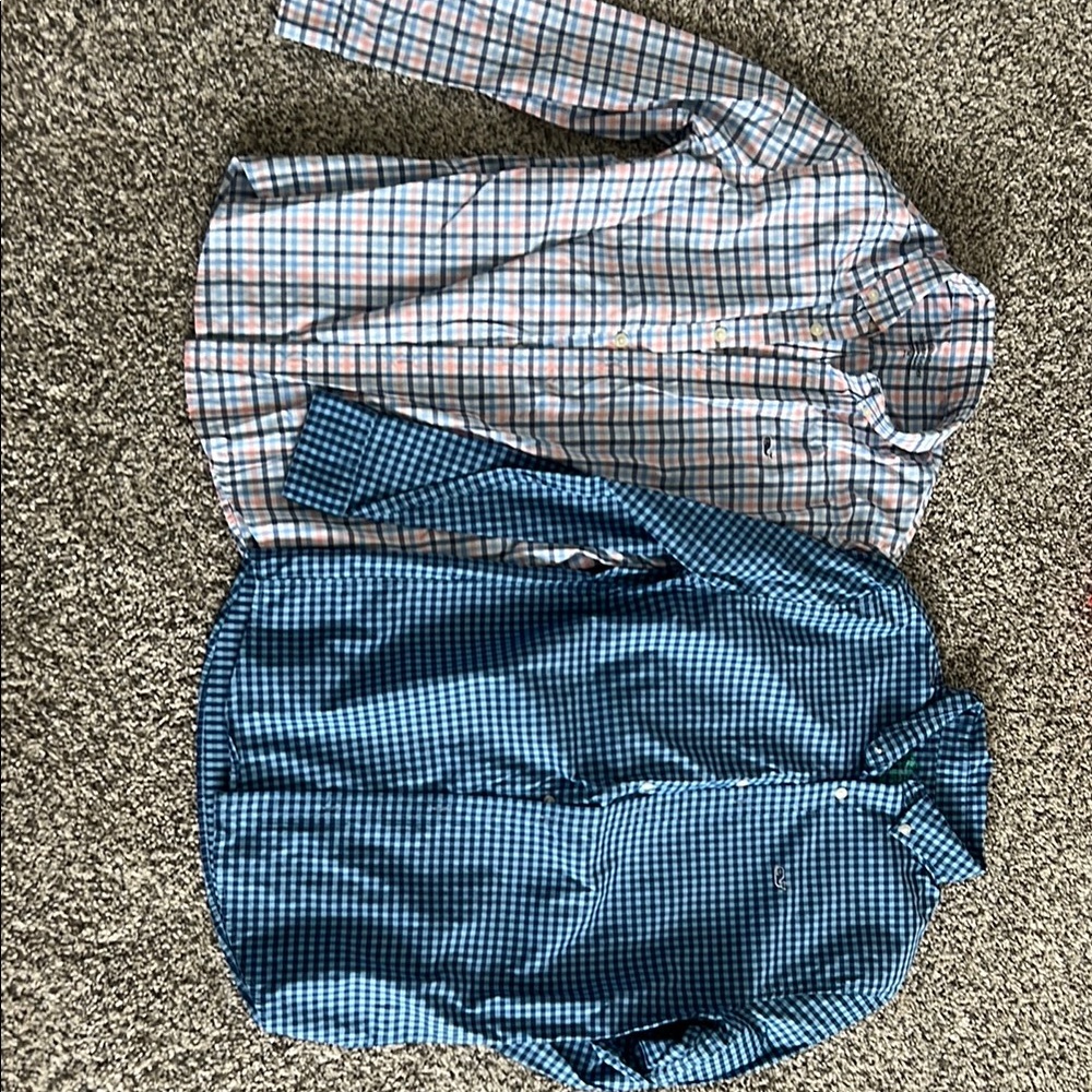 Vineyard vines: Kids Blue and Multicolor Checkered Shirts